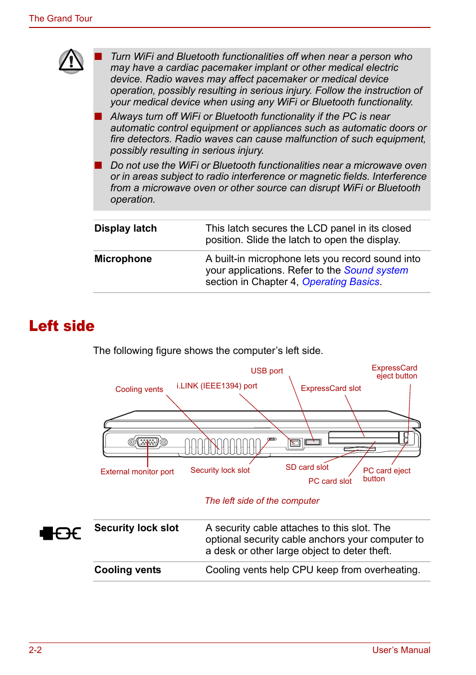 Left side, Left side -2 | Toshiba M5 User Manual | Page 34 / 240