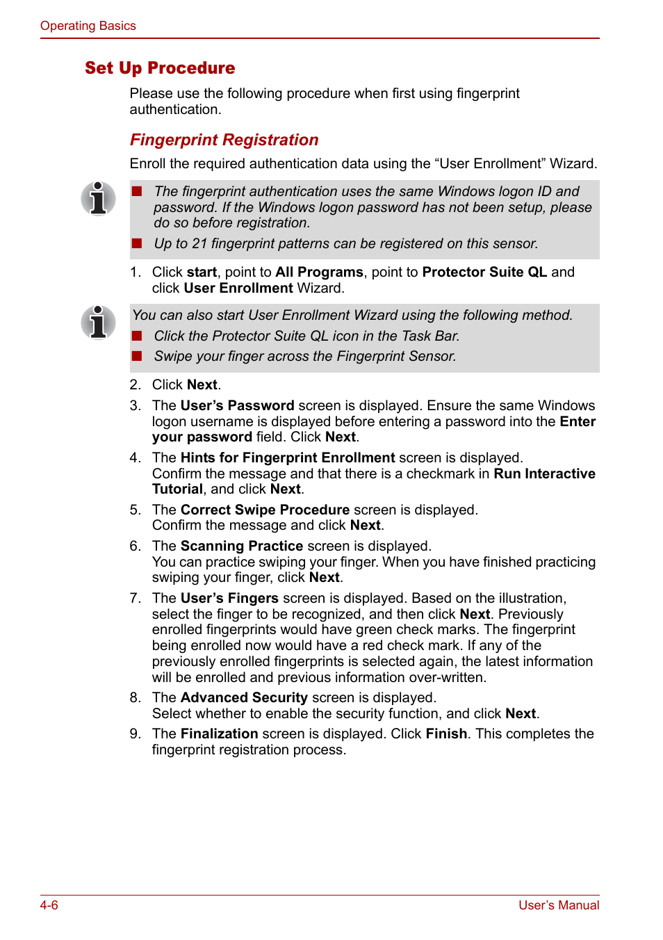 Set up procedure | Toshiba M5 User Manual | Page 68 / 240