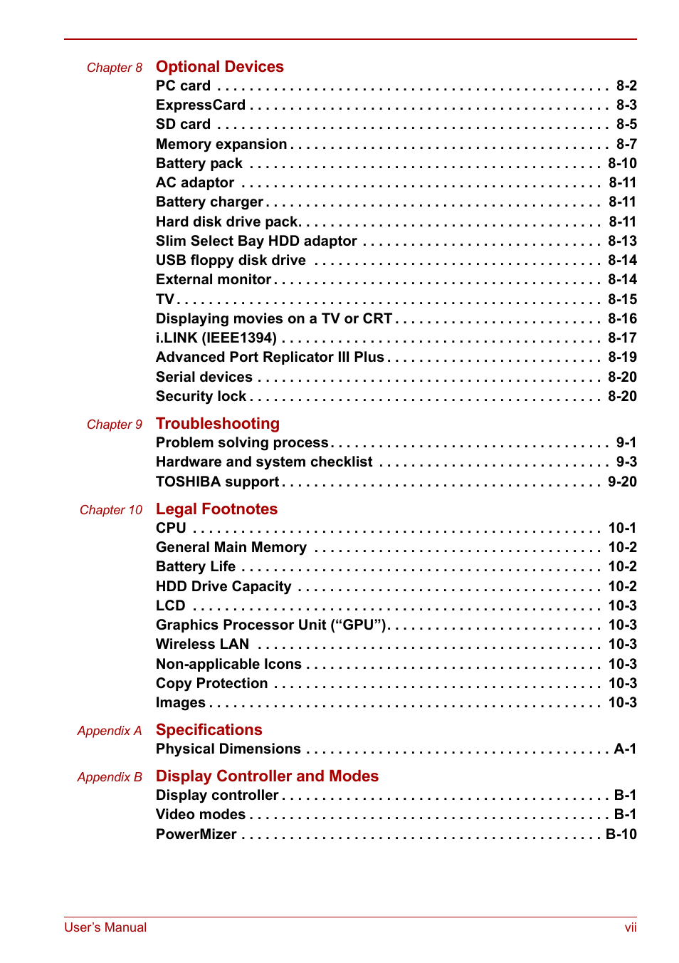 Toshiba M5 User Manual | Page 7 / 240