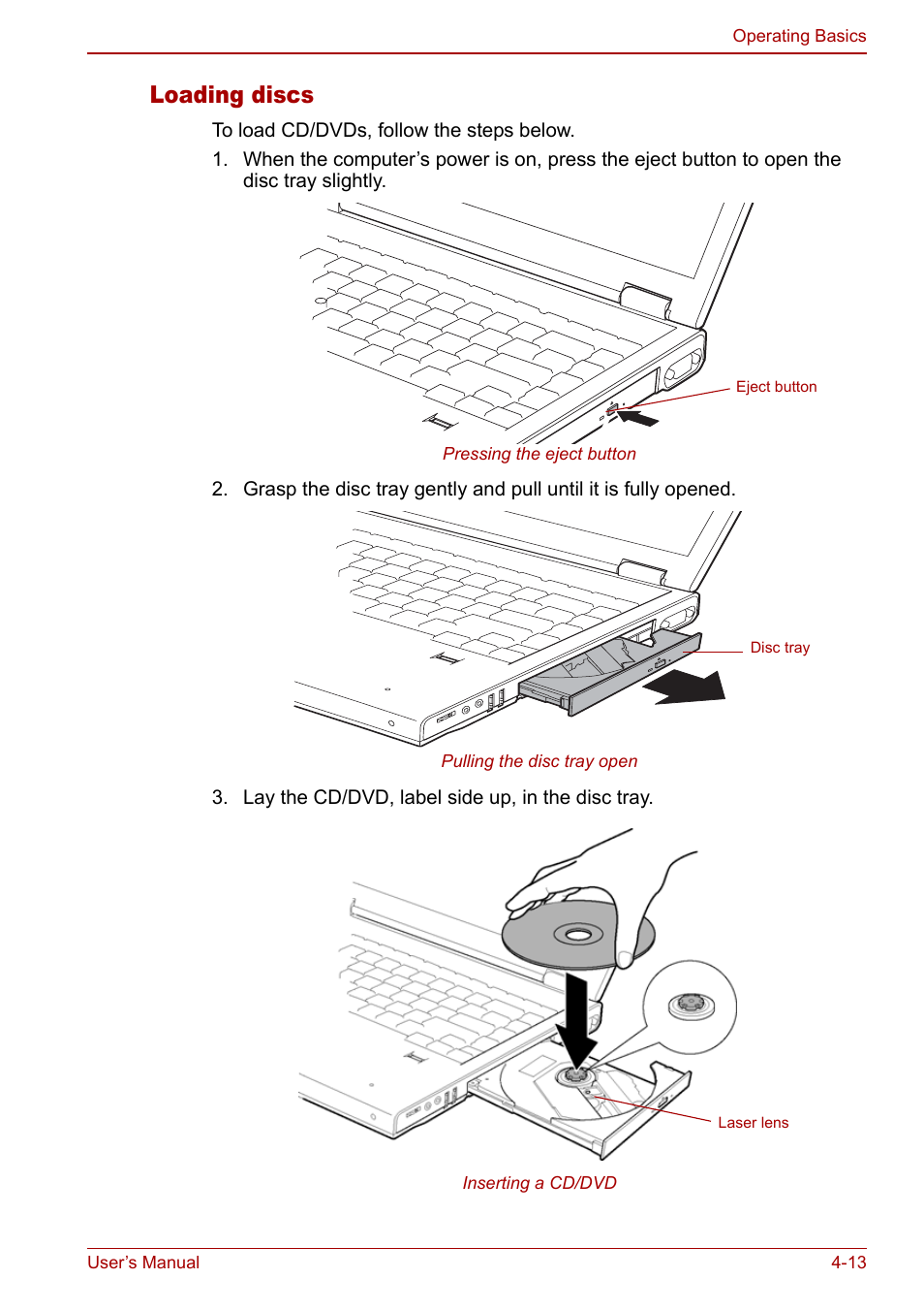 Loading discs | Toshiba M5 User Manual | Page 75 / 240