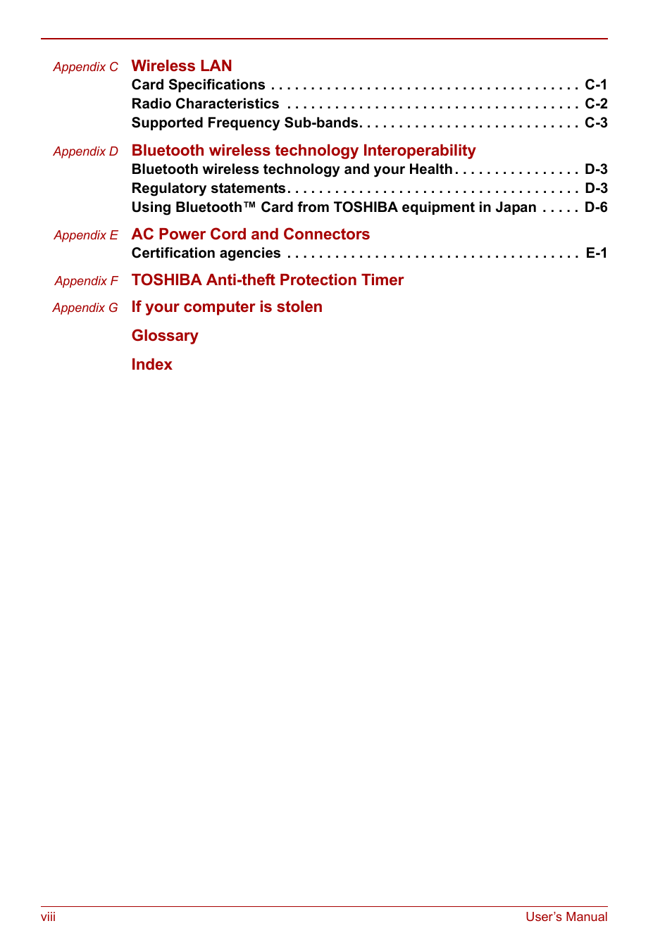 Toshiba M5 User Manual | Page 8 / 240
