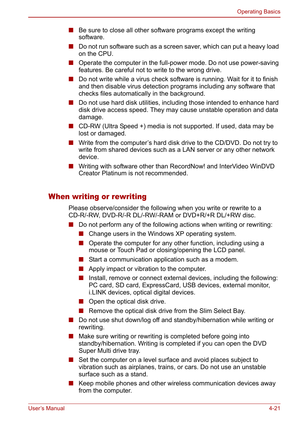 When writing or rewriting | Toshiba M5 User Manual | Page 83 / 240