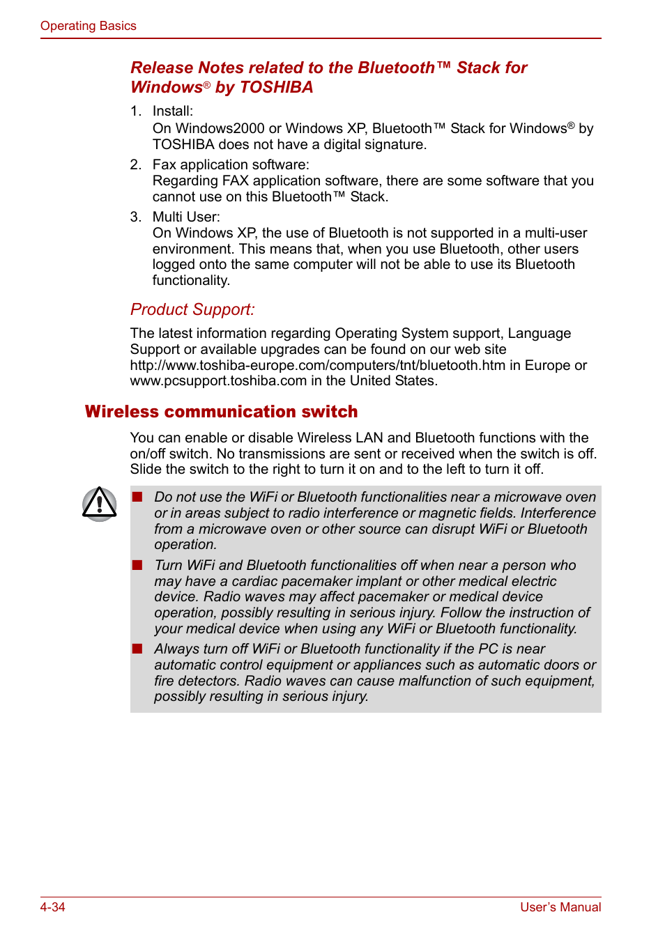 Wireless communication switch | Toshiba M5 User Manual | Page 96 / 240