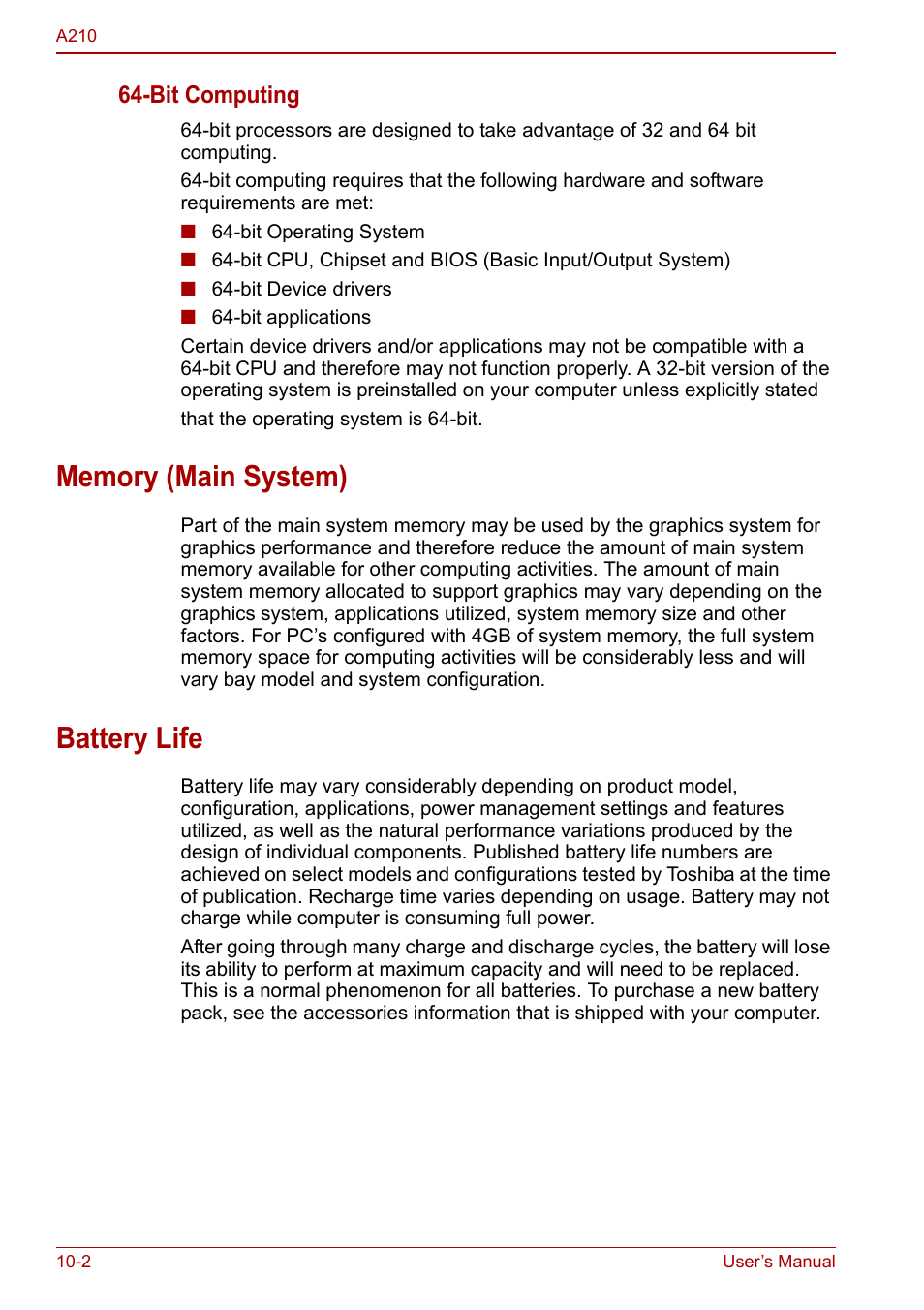 Battery life, Bit computing | Toshiba Equium A210 User Manual | Page 146 / 170