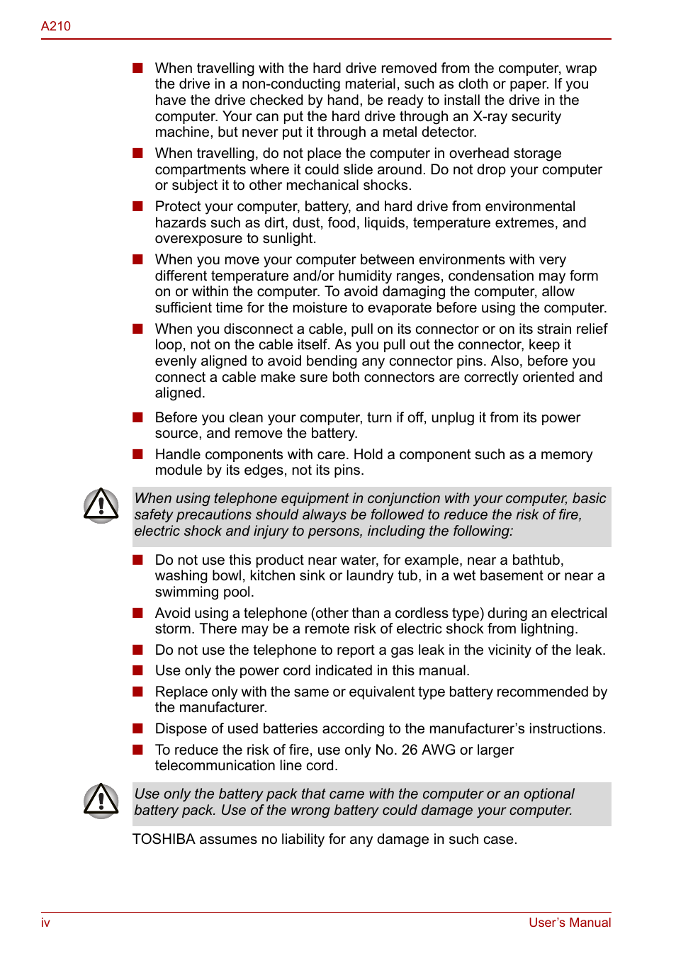 Toshiba Equium A210 User Manual | Page 4 / 170