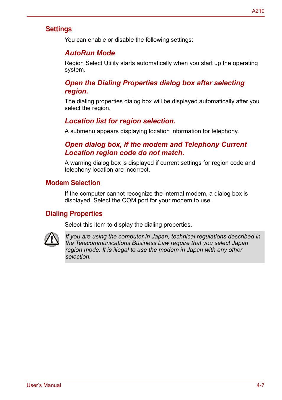 Toshiba Equium A210 User Manual | Page 65 / 170