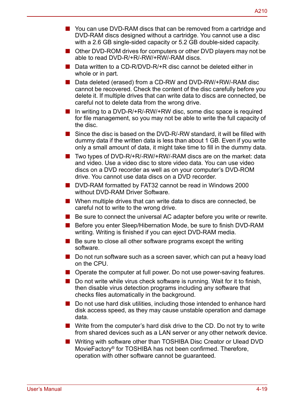 Toshiba Equium A210 User Manual | Page 77 / 170