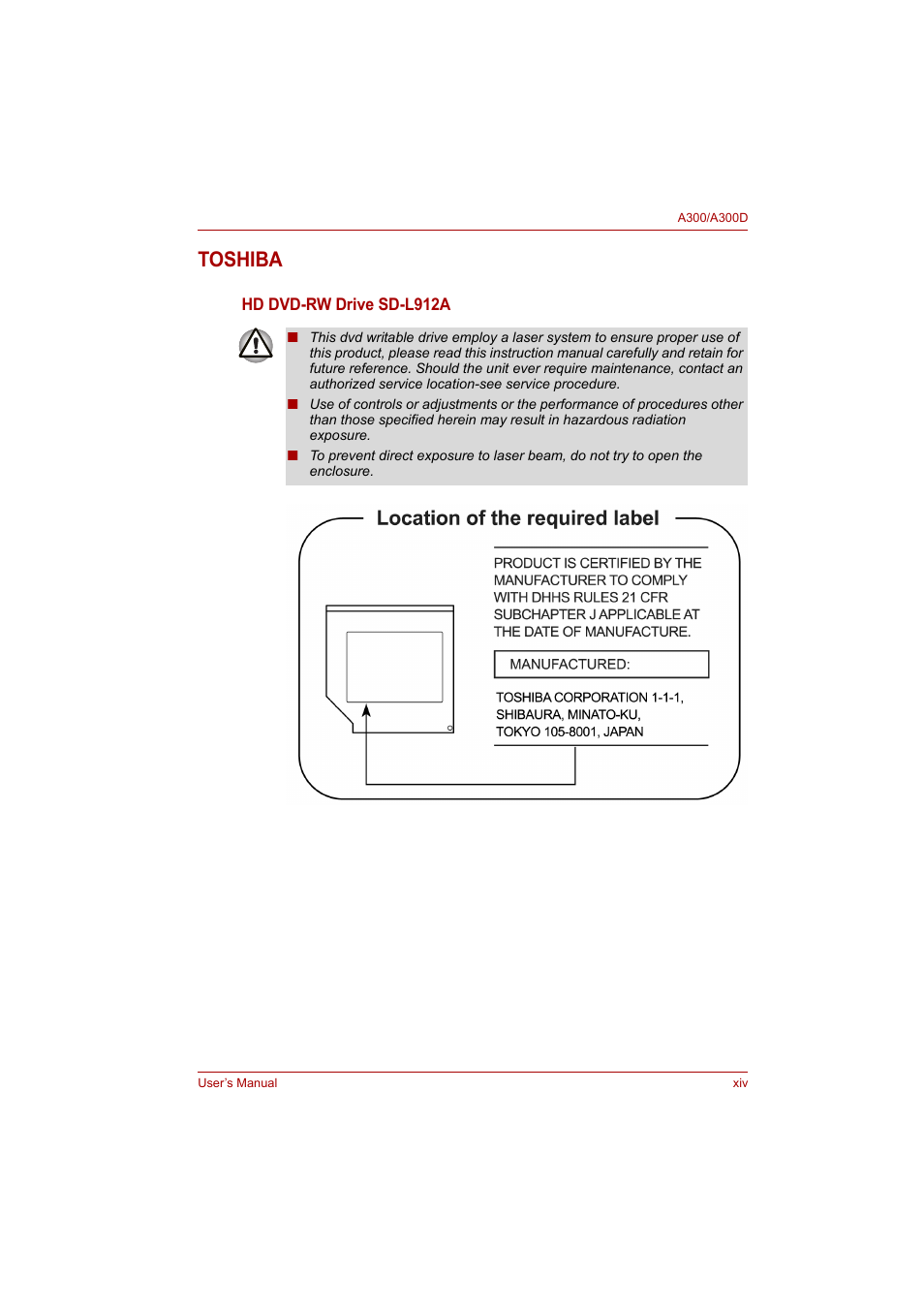 Toshiba | Toshiba Satellite A300 User Manual | Page 14 / 201