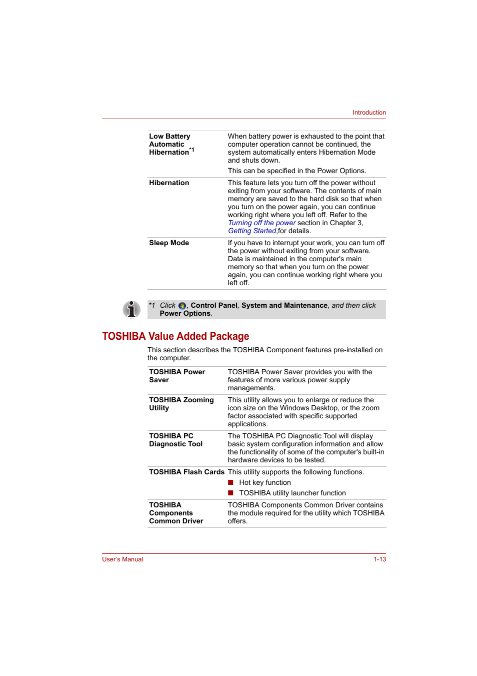 Toshiba value added package, Toshiba value added package -13 | Toshiba Satellite A300 User Manual | Page 37 / 201