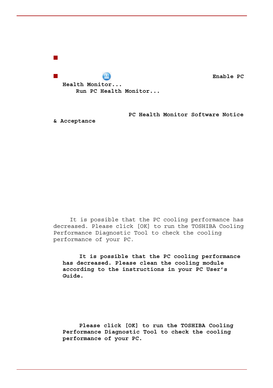 Starting the toshiba pc health monitor | Toshiba Tecra A11 User Manual | Page 204 / 230