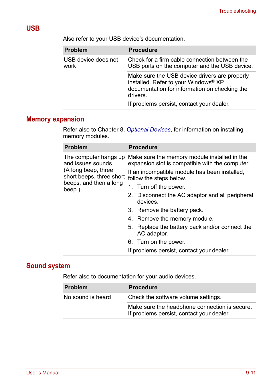 Memory expansion, Sound system | Toshiba Satellite L30 (PSL30) User Manual | Page 114 / 150