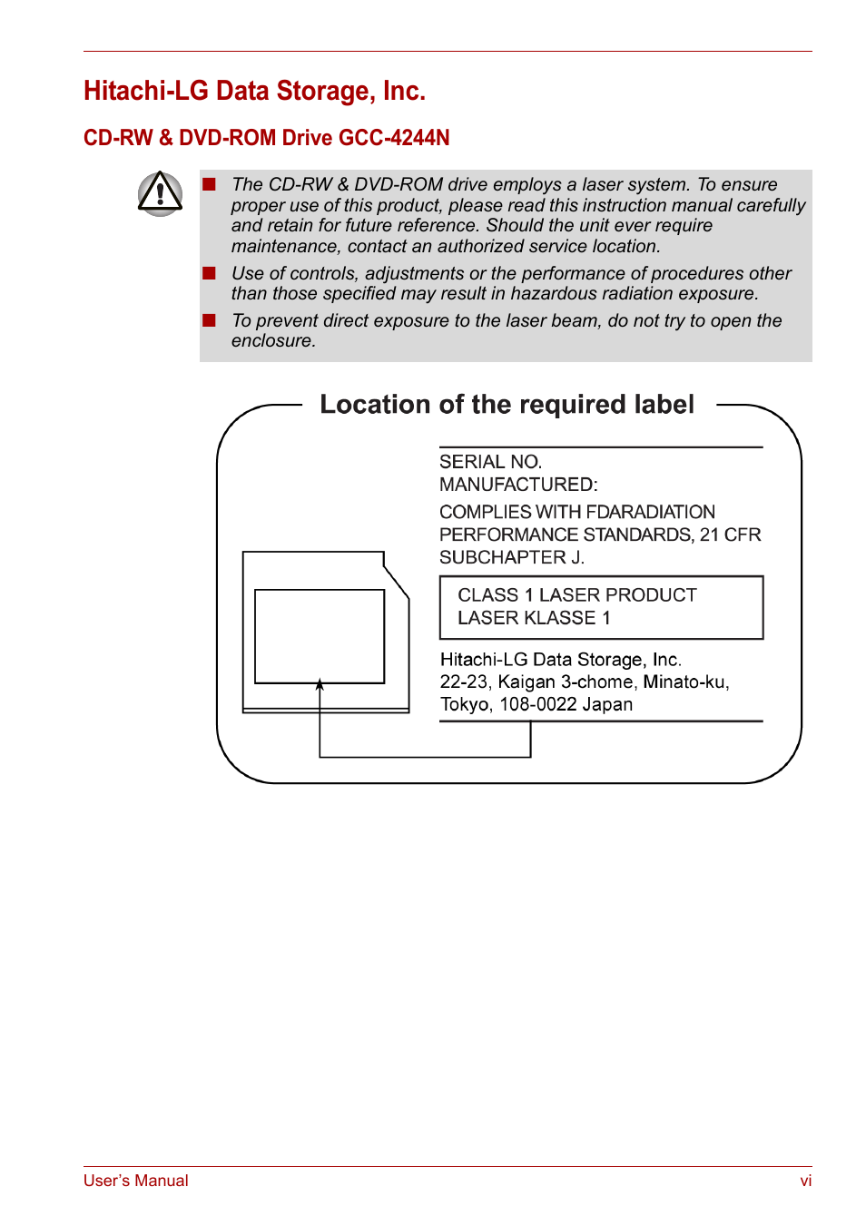 Hitachi-lg data storage, inc | Toshiba Satellite L30 (PSL30) User Manual | Page 6 / 150