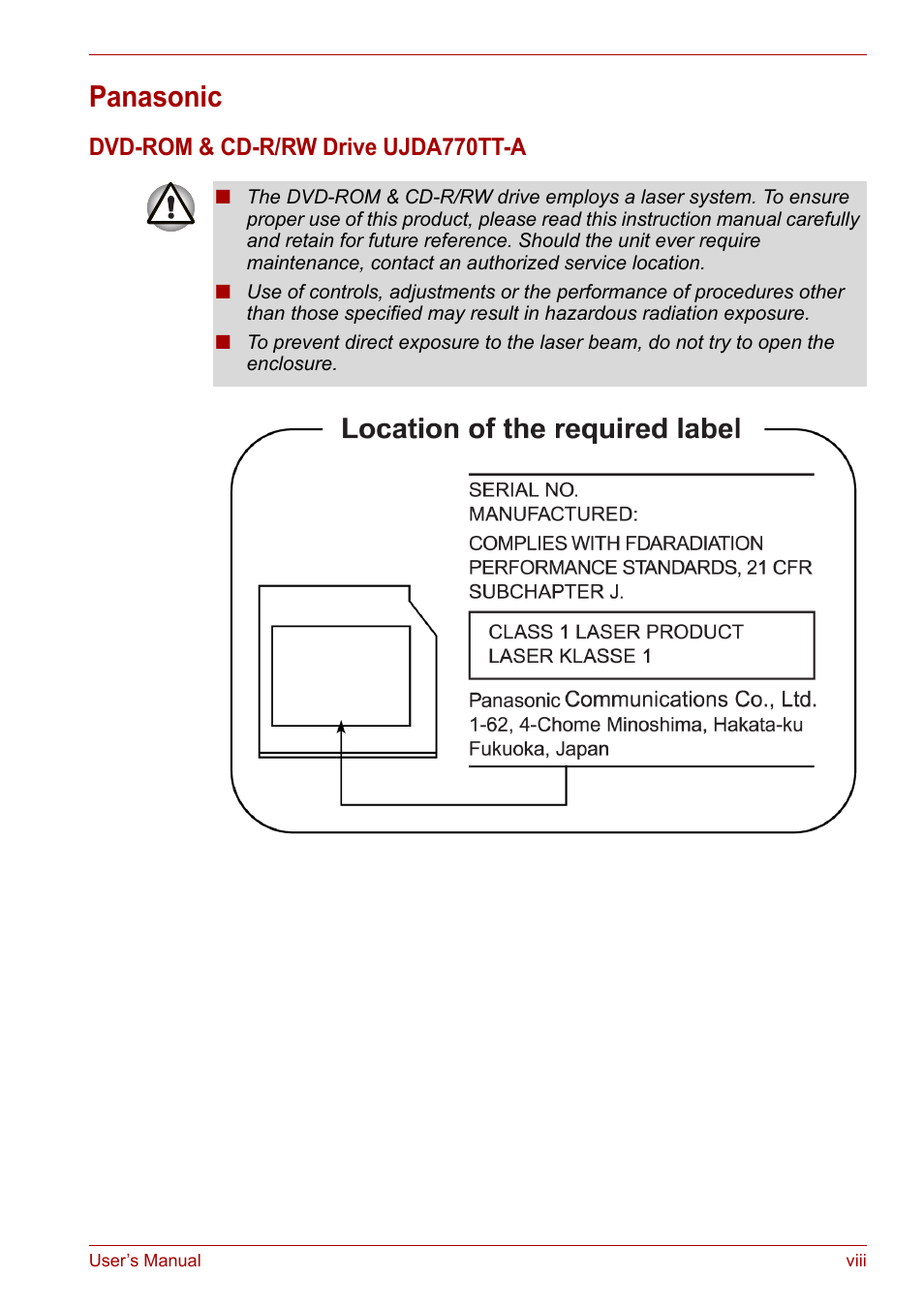 Panasonic | Toshiba Satellite L30 (PSL30) User Manual | Page 8 / 150