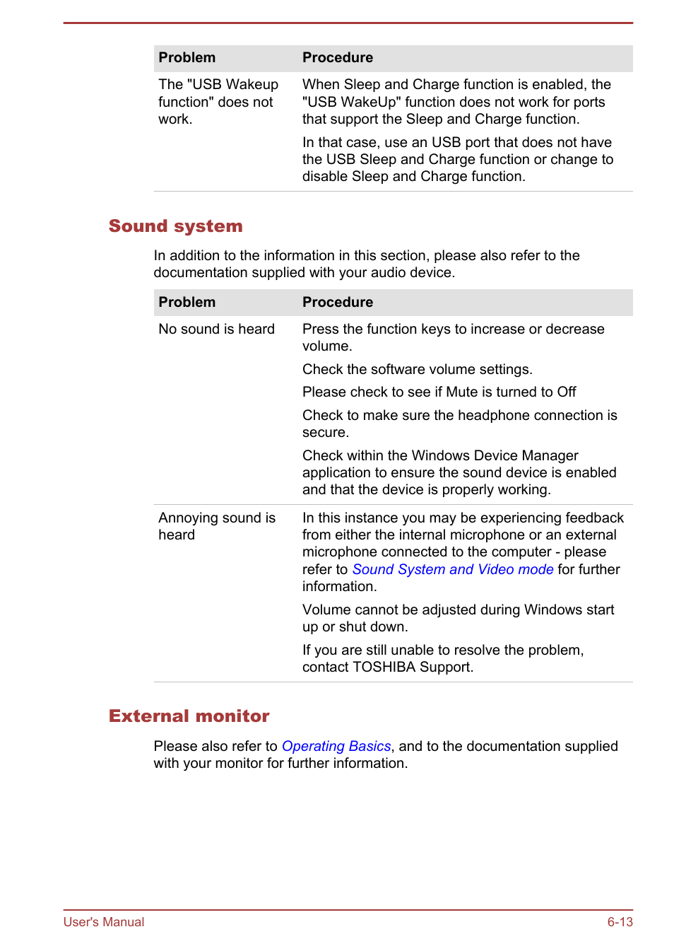 Sound system, External monitor | Toshiba Satellite U940-B User Manual | Page 114 / 120