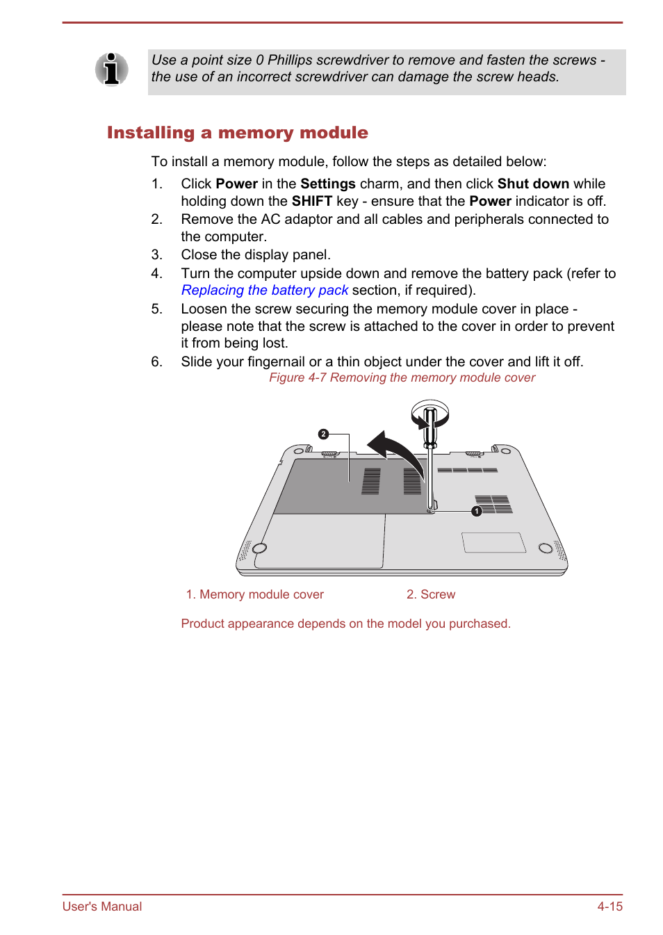 Installing a memory module | Toshiba Satellite U940-B User Manual | Page 69 / 120