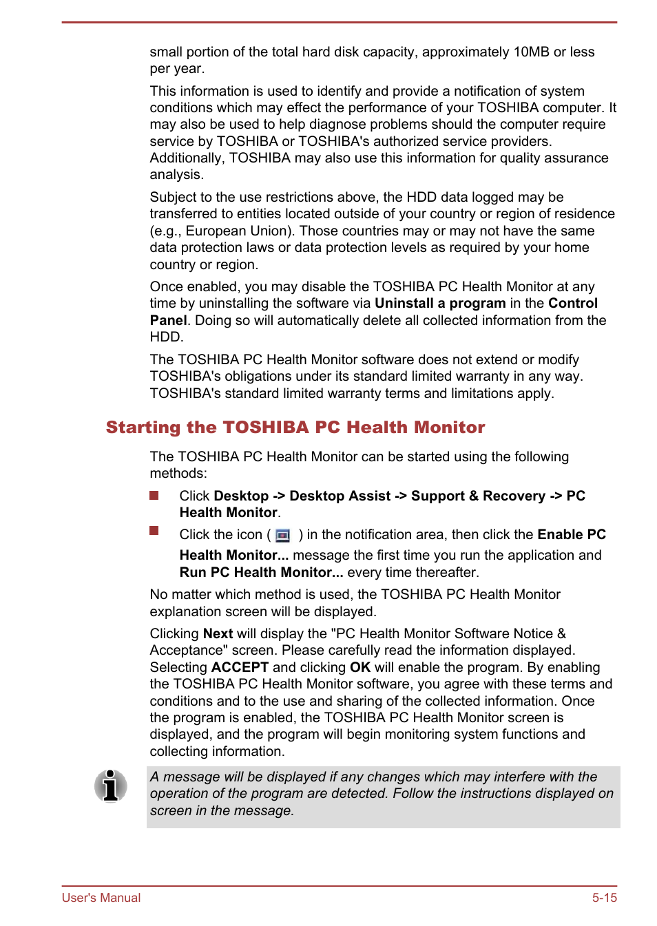 Starting the toshiba pc health monitor | Toshiba Satellite U940-B User Manual | Page 97 / 120