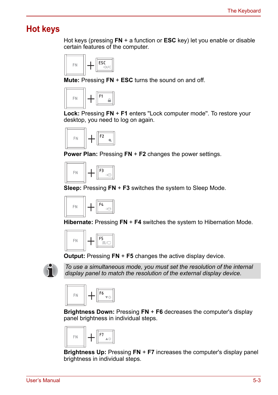 Hot keys, Hot keys -3 | Toshiba Satellite L750D User Manual | Page 111 / 179