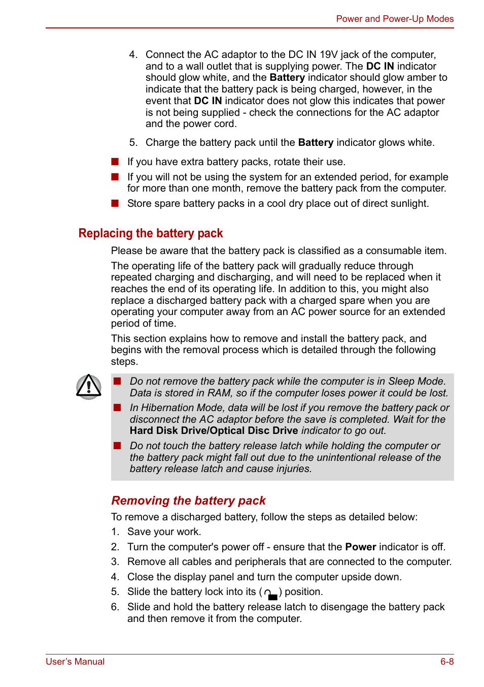 Replacing the battery pack, Section | Toshiba Satellite L750D User Manual | Page 121 / 179