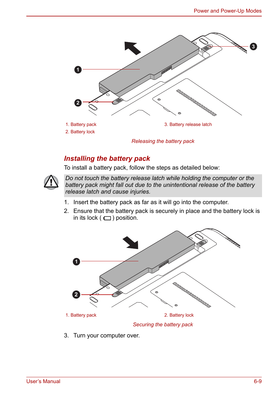 Installing the battery pack | Toshiba Satellite L750D User Manual | Page 122 / 179