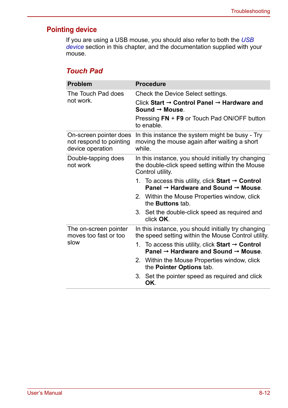 Pointing device | Toshiba Satellite L750D User Manual | Page 143 / 179