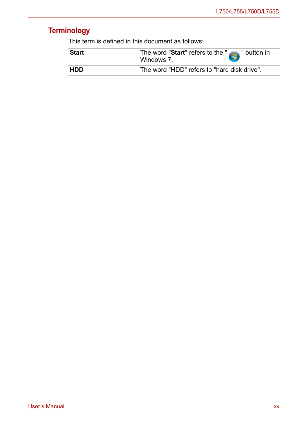 Terminology | Toshiba Satellite L750D User Manual | Page 15 / 179