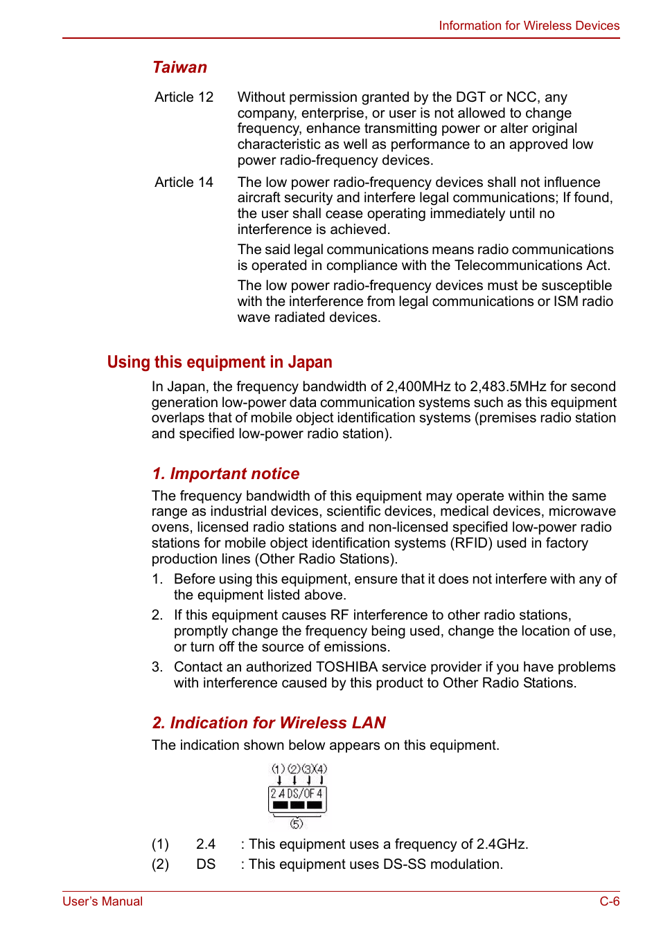 Using this equipment in japan | Toshiba Satellite L750D User Manual | Page 157 / 179