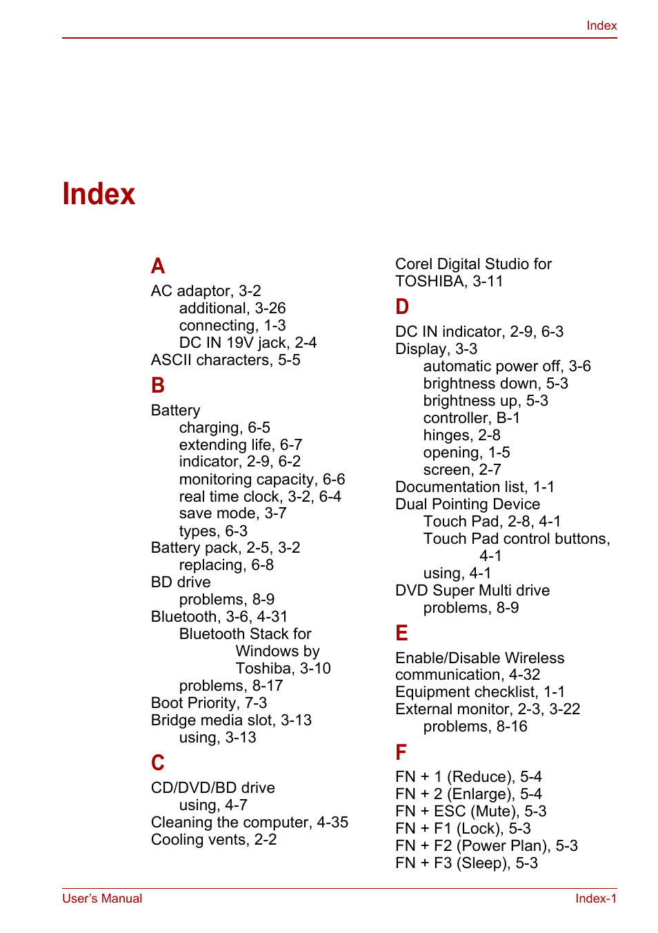 Index | Toshiba Satellite L750D User Manual | Page 176 / 179