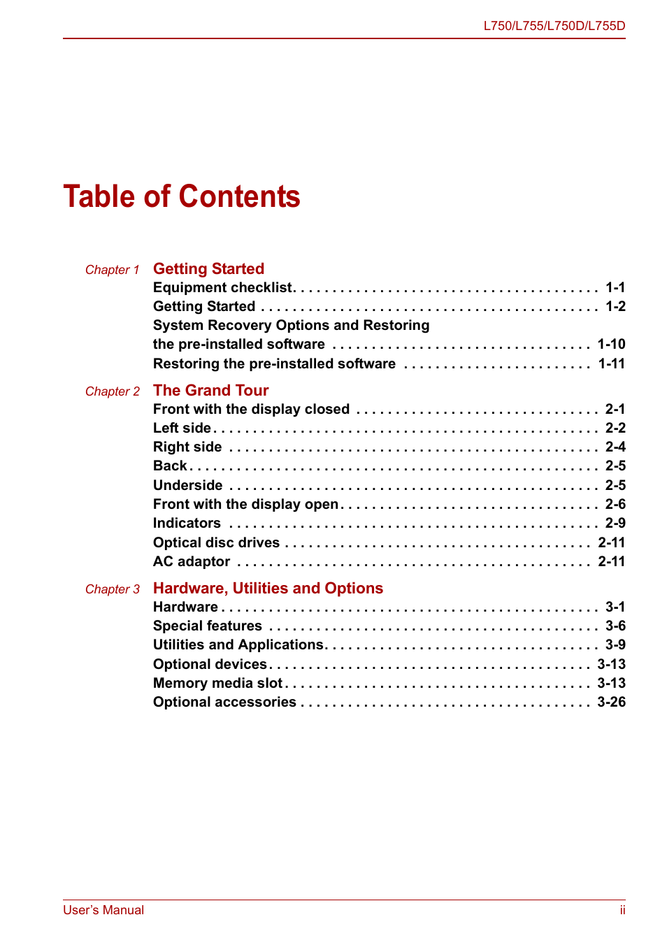 Toshiba Satellite L750D User Manual | Page 2 / 179