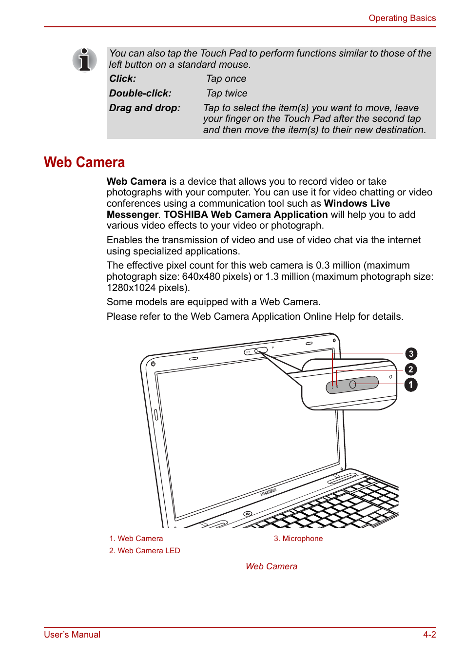 Web camera, Web camera -2 | Toshiba Satellite L750D User Manual | Page 72 / 179