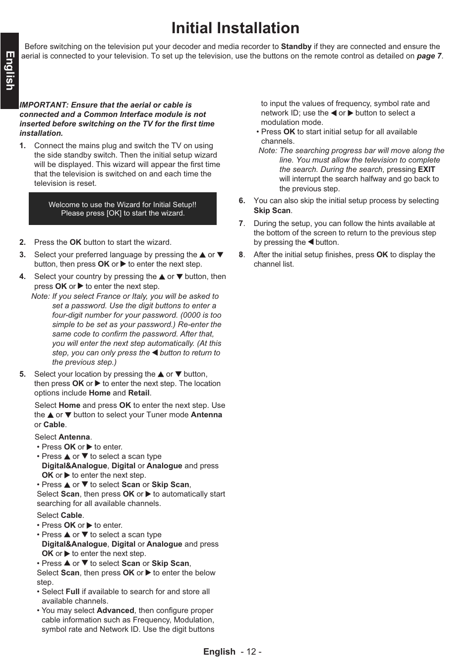 Initial installation, English | Toshiba EL933 User Manual | Page 13 / 41