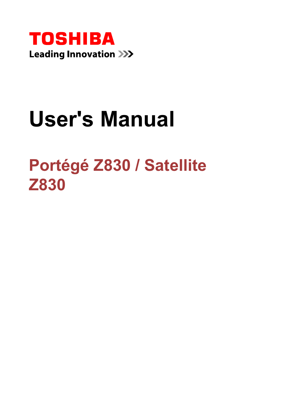 Toshiba Portege Z830 User Manual | 136 pages