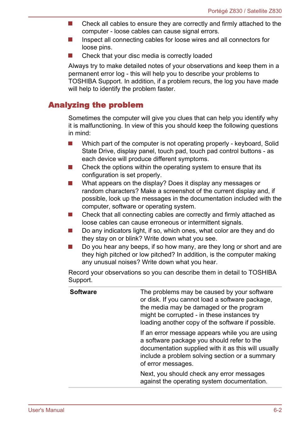 Analyzing the problem | Toshiba Portege Z830 User Manual | Page 102 / 136