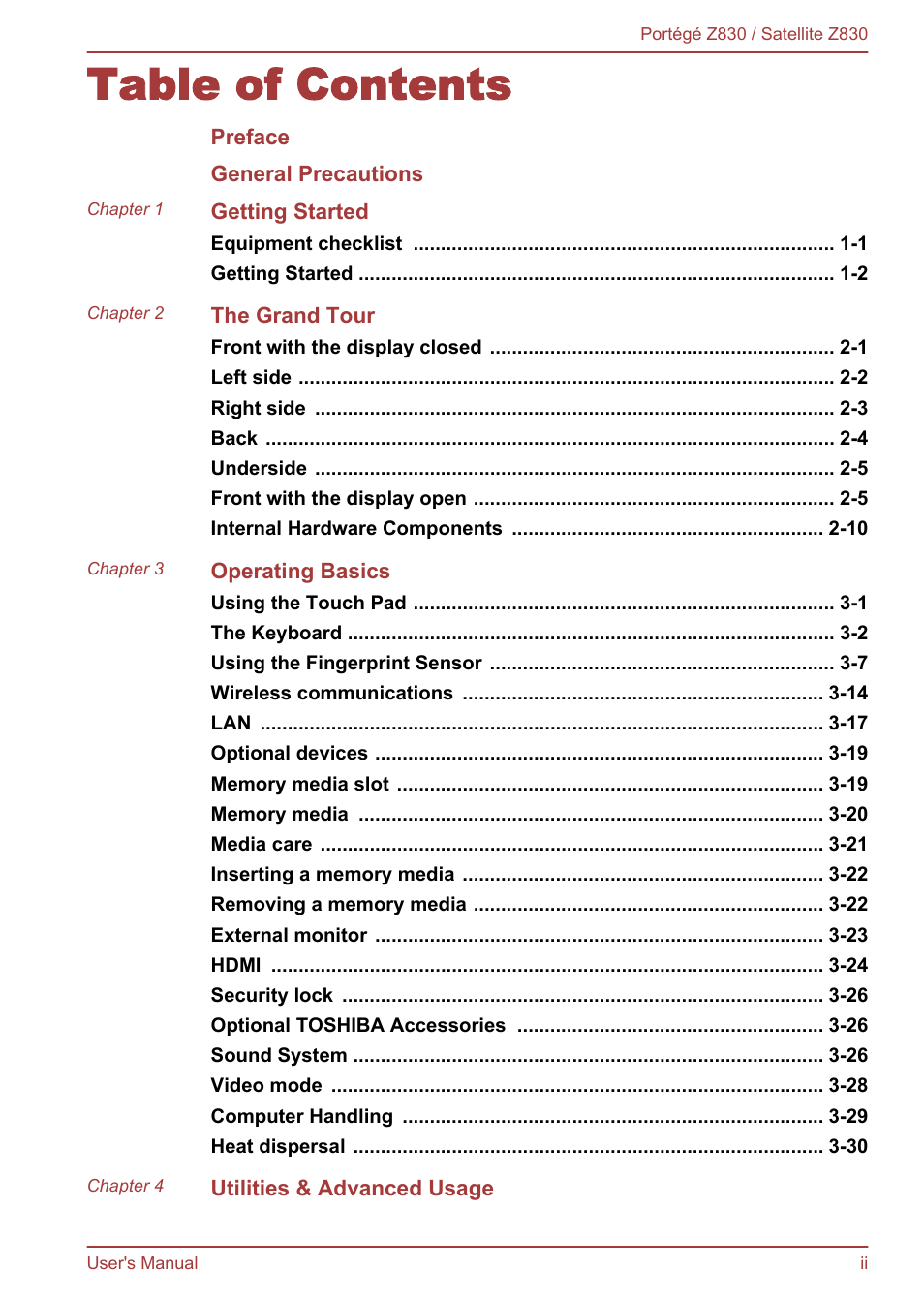 Toshiba Portege Z830 User Manual | Page 2 / 136