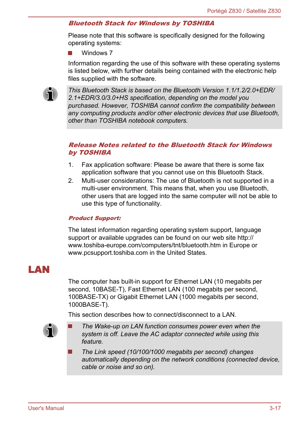 Lan -17 | Toshiba Portege Z830 User Manual | Page 54 / 136