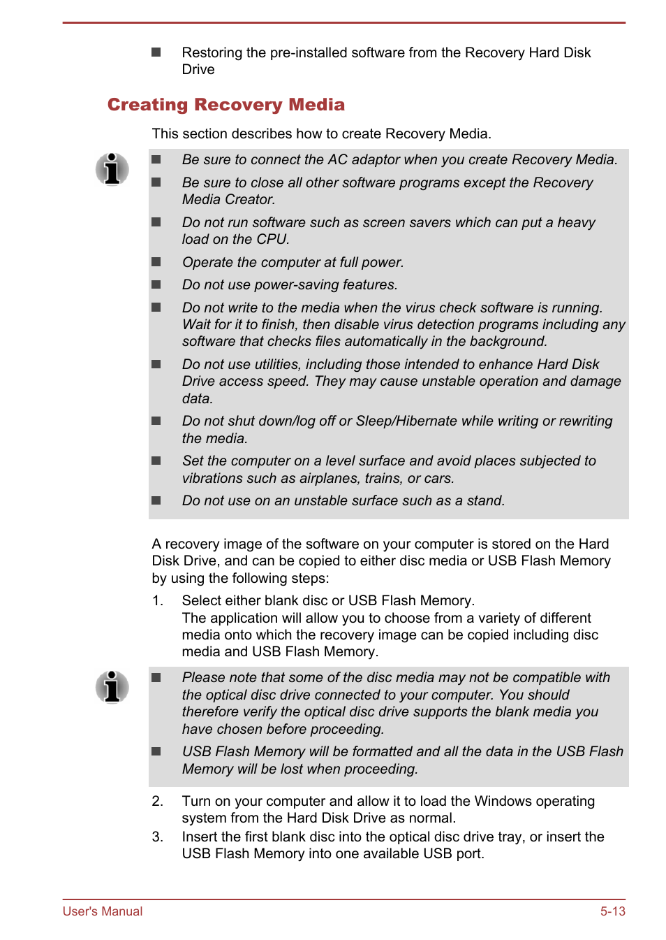 Creating recovery media | Toshiba Satellite C50DT-A User Manual | Page 102 / 141