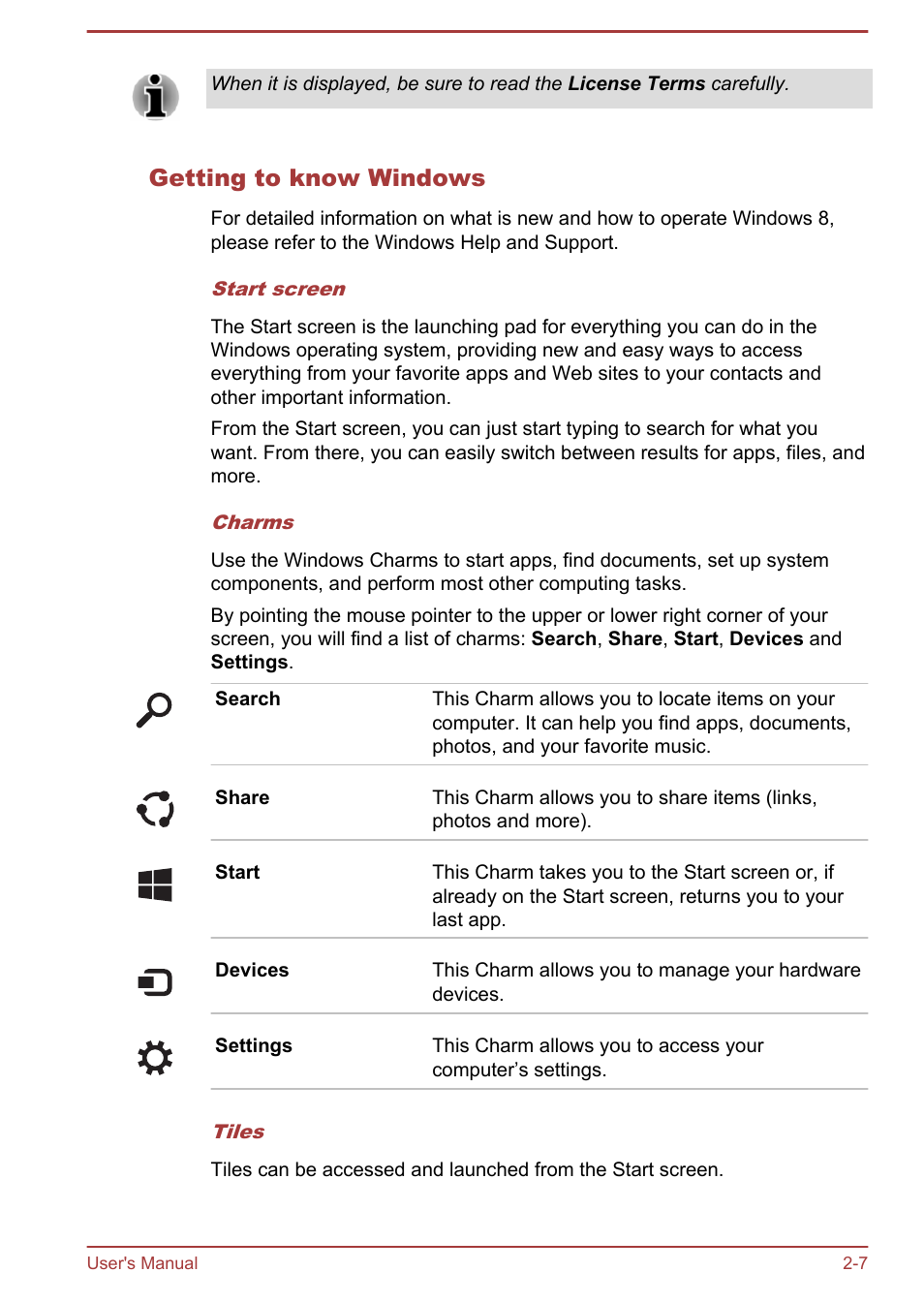 Getting to know windows | Toshiba Satellite C50DT-A User Manual | Page 25 / 141