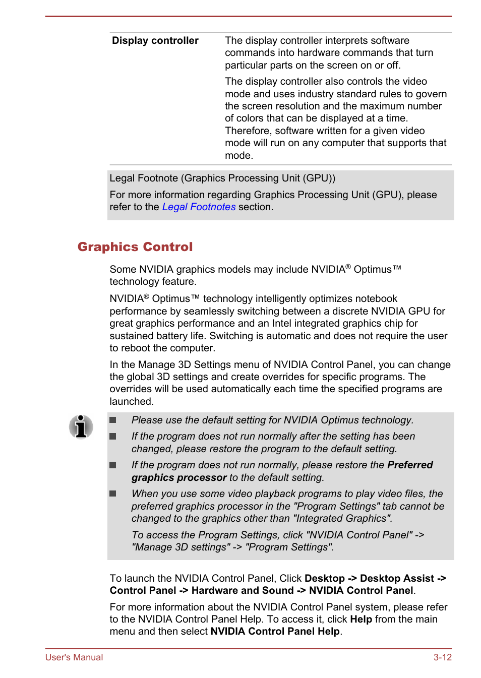 Graphics control | Toshiba Satellite C50DT-A User Manual | Page 42 / 141