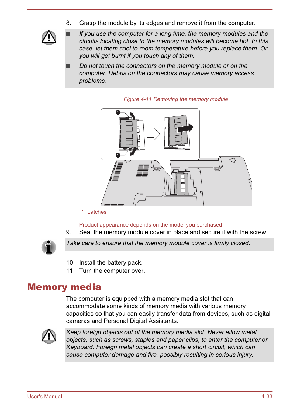 Memory media, Memory media -33 | Toshiba Satellite C50DT-A User Manual | Page 79 / 141