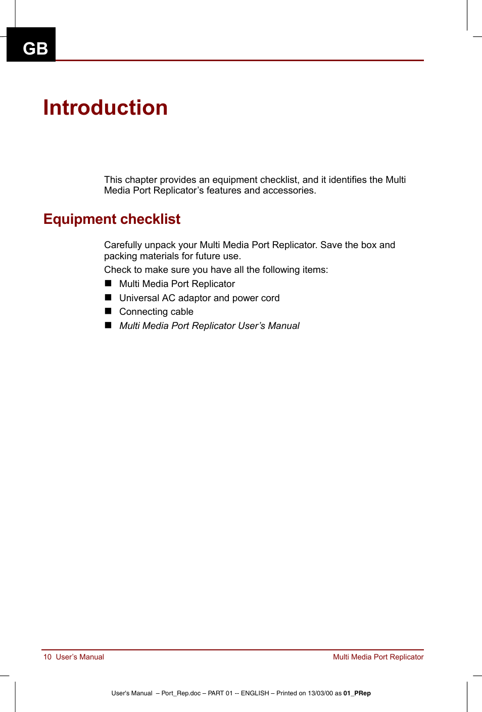 Introduction, Equipment checklist | Toshiba Portege 3490 User Manual | Page 10 / 47