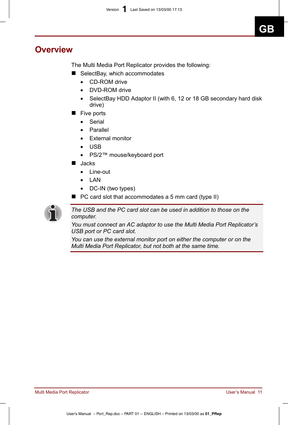 Overview | Toshiba Portege 3490 User Manual | Page 11 / 47