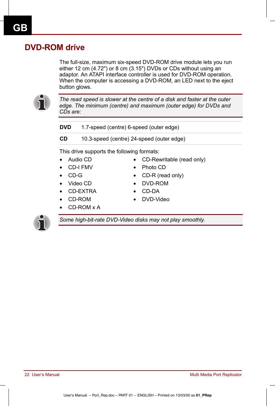 Dvd-rom drive | Toshiba Portege 3490 User Manual | Page 22 / 47