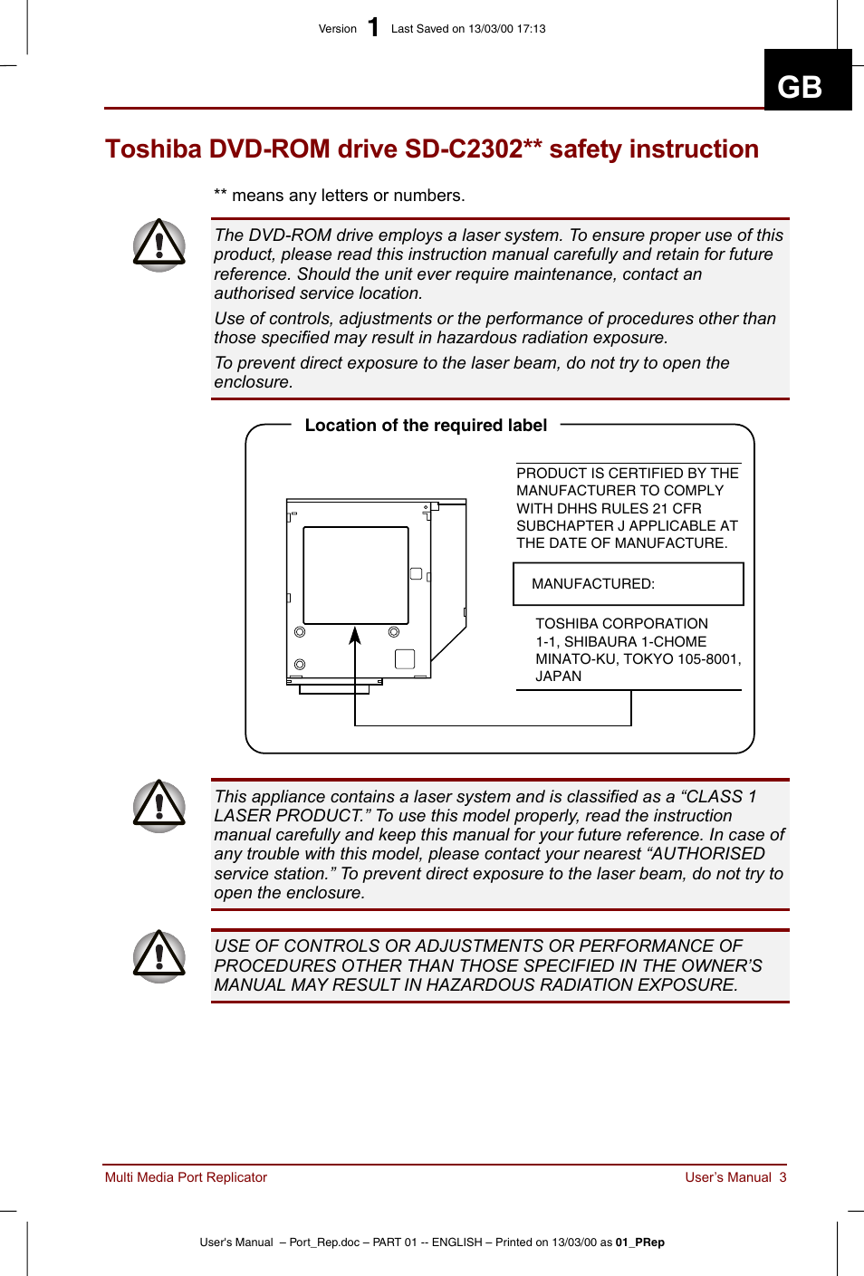 Toshiba Portege 3490 User Manual | Page 3 / 47