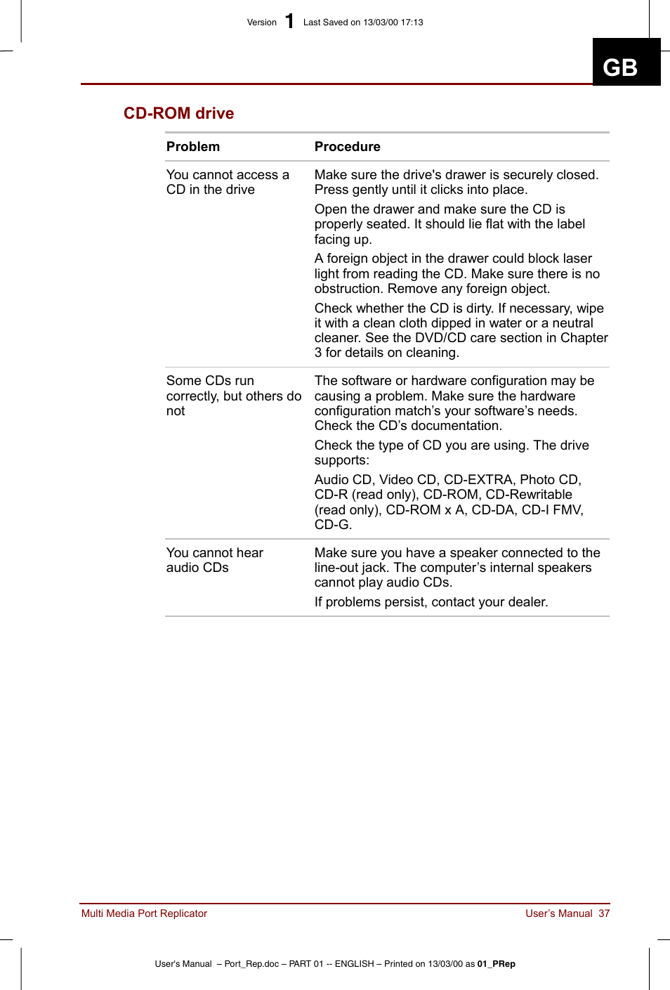 Cd-rom drive | Toshiba Portege 3490 User Manual | Page 37 / 47