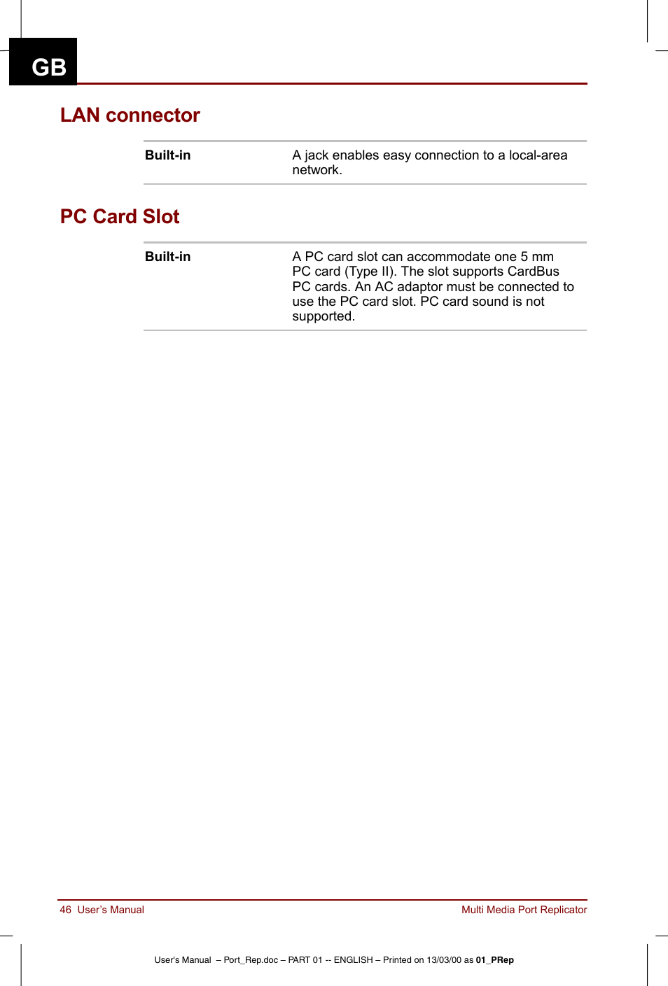 Lan connector, Pc card slot | Toshiba Portege 3490 User Manual | Page 46 / 47