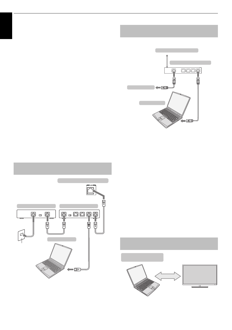 Connecting a home network, To connect the tv to a home network - wired, Internet connection - wireless | To connect the tv to the pc with, Intel, Wireless display | Toshiba L4363 User Manual | Page 12 / 94