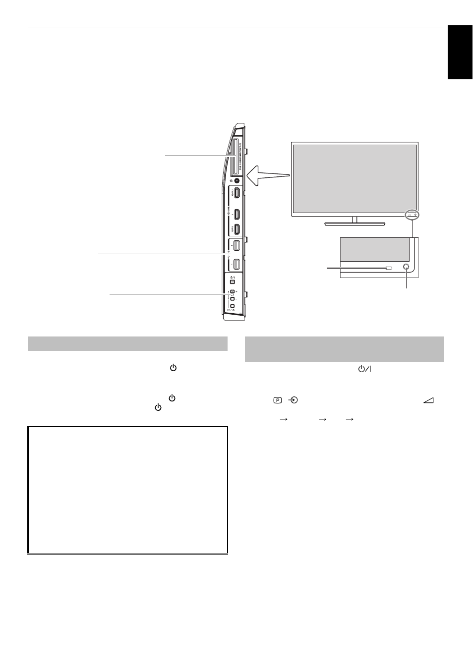 Controls and input connections, Switching on, Using the tv controls and connections | Switching on using the tv controls and connections | Toshiba L4363 User Manual | Page 13 / 94