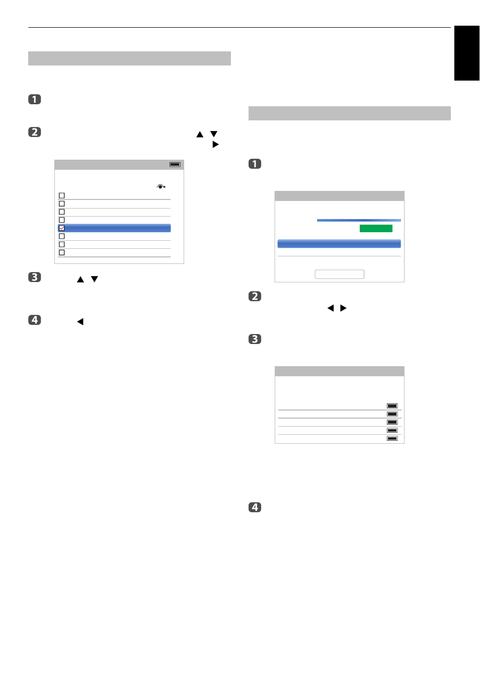 Sorting positions, Dtv manual tuning, Manual tuning | Eng lis h | Toshiba L4363 User Manual | Page 25 / 94