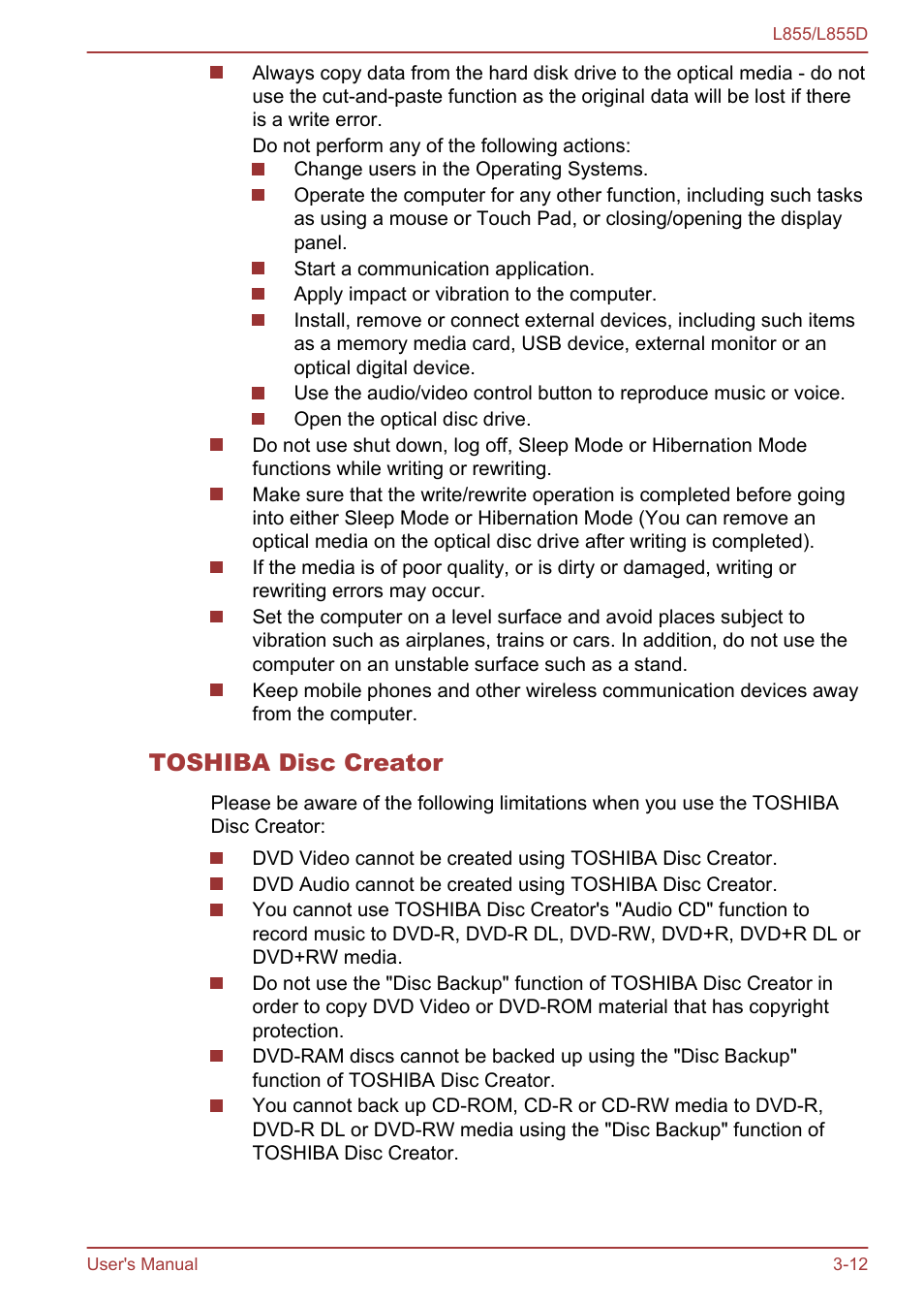 Toshiba disc creator | Toshiba Satellite L855 User Manual | Page 50 / 153