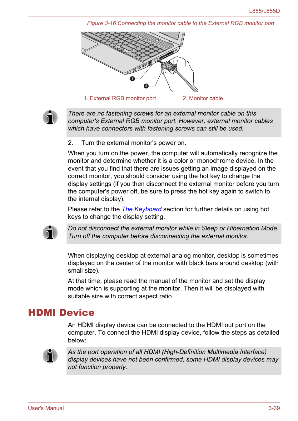 Hdmi device, Hdmi device -39 | Toshiba Satellite L855 User Manual | Page 77 / 153