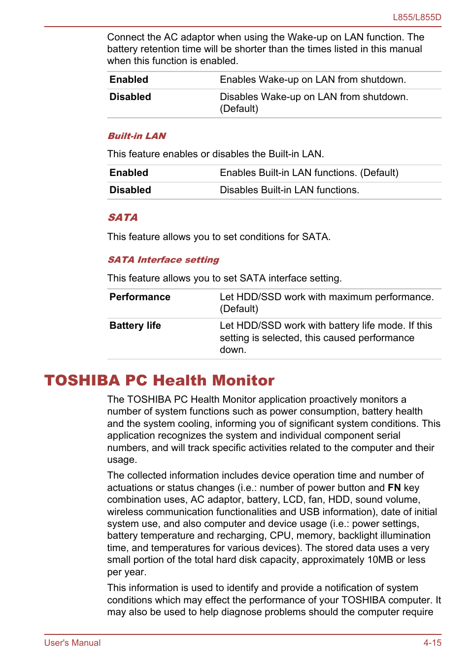 Toshiba pc health monitor, Toshiba pc health monitor -15 | Toshiba Satellite L855 User Manual | Page 98 / 153